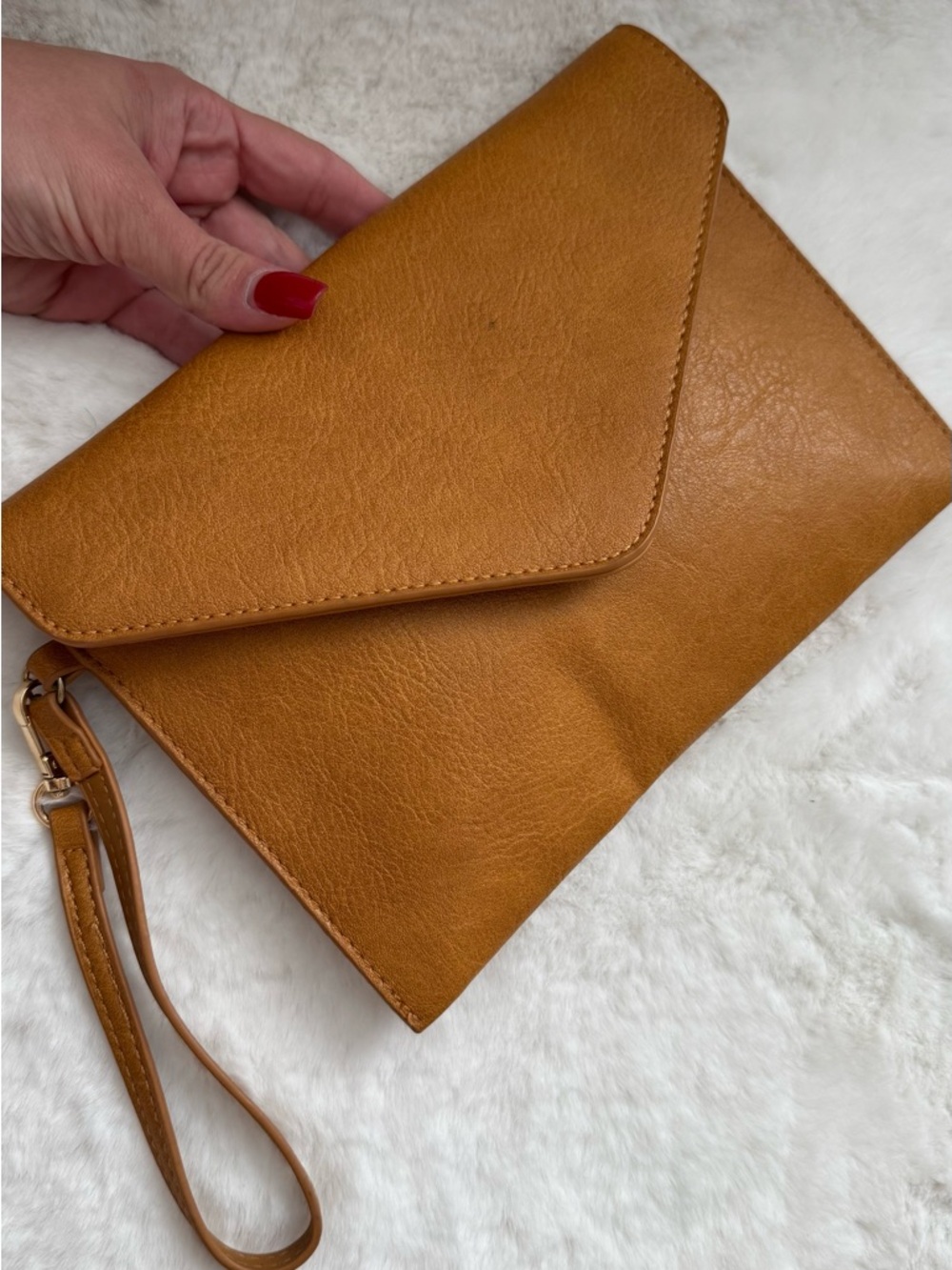 Miztique Mustard Brown Envelope Clutch Wristlet